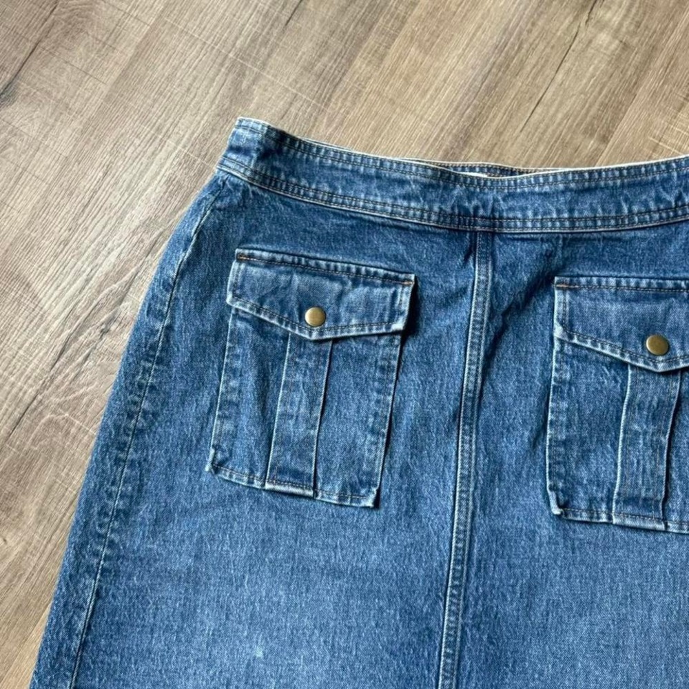J.Crew Flap Pocket Denim Skirt Women's Size 30‎ Medium Wash Jean Boho Classic - Picture 2 of 6